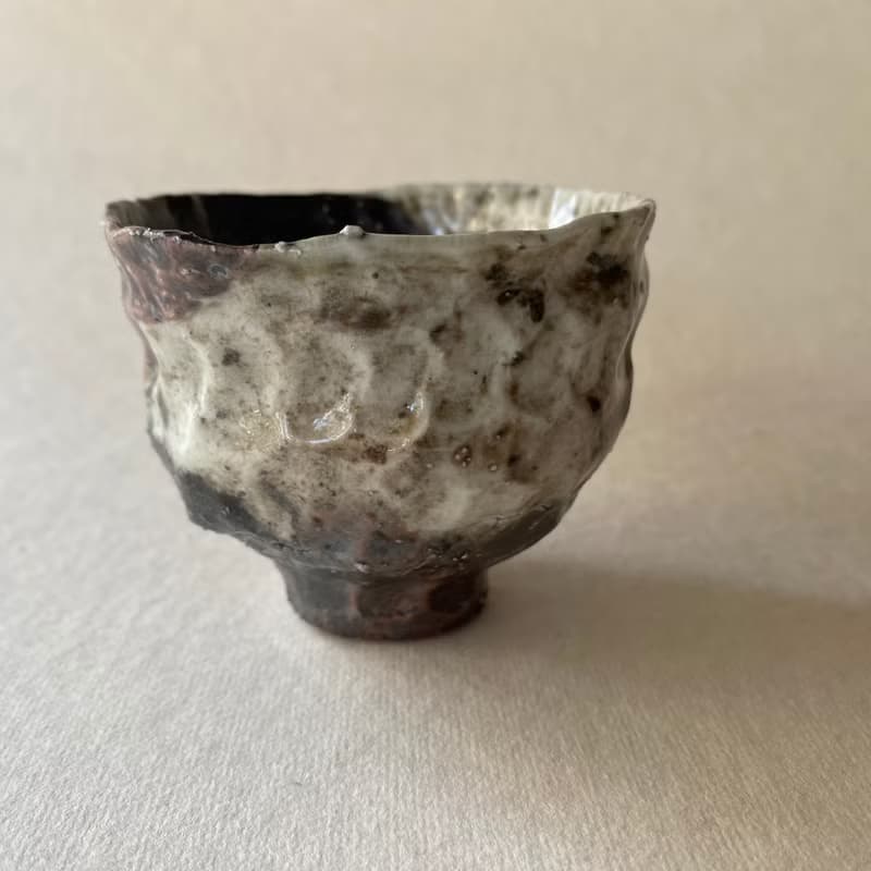 陶/柴燒/絞胎/絕美三色小杯/附木盒