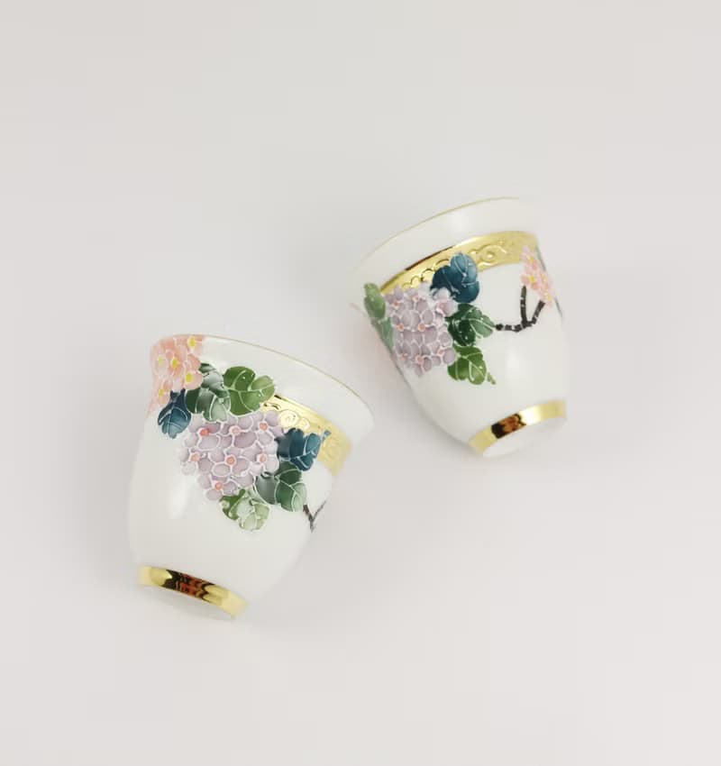 純手繪茶杯-金圓滿對杯