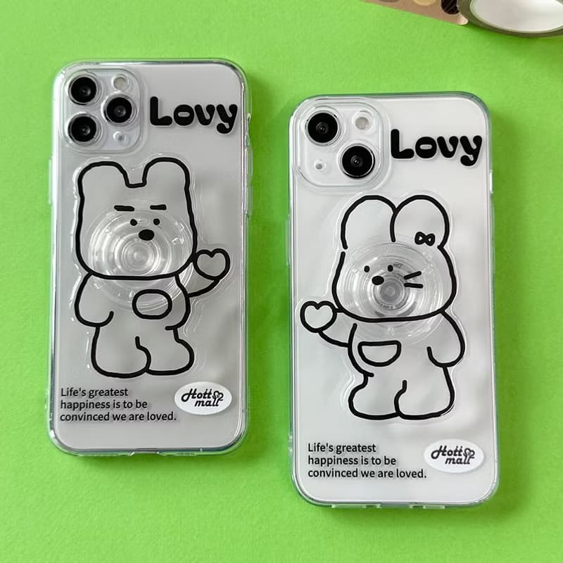 Lovy iPhone mobile phone couple transparent case acrylic smart tok set