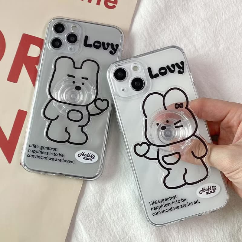 Lovy iPhone mobile phone couple transparent case acrylic smart tok set
