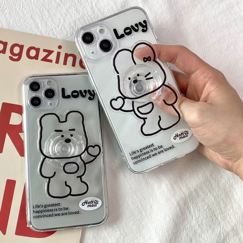 Lovy iPhone mobile phone couple transparent case acrylic smart tok set
