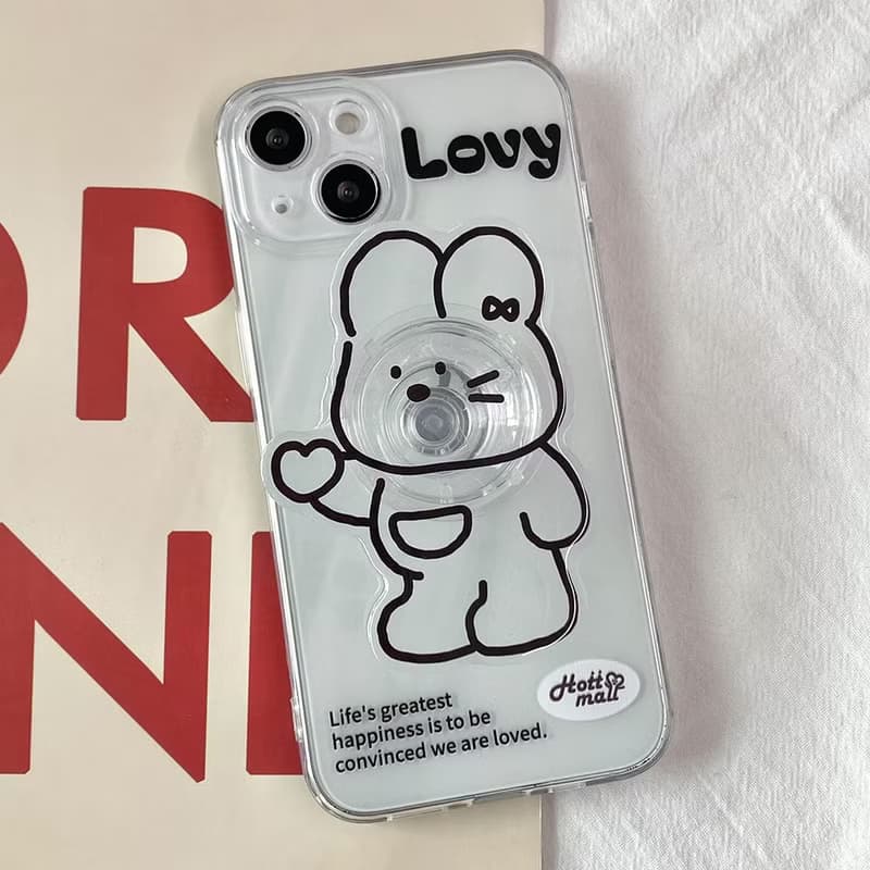 Lovy iPhone mobile phone couple transparent case acrylic smart tok set