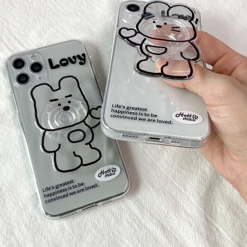 Lovy iPhone mobile phone couple transparent case acrylic smart tok set