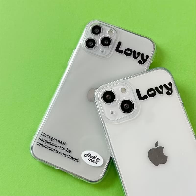 Lovy iPhone mobile phone couple transparent case acrylic smart tok set