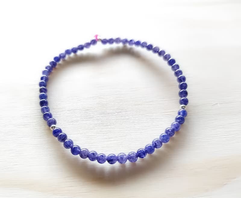 -天然半寶石-幸運石系列-極品藍東凌玉純銀手鍊