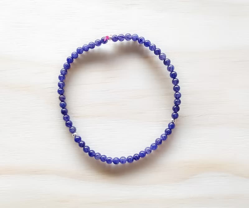 -天然半寶石-幸運石系列-極品藍東凌玉純銀手鍊