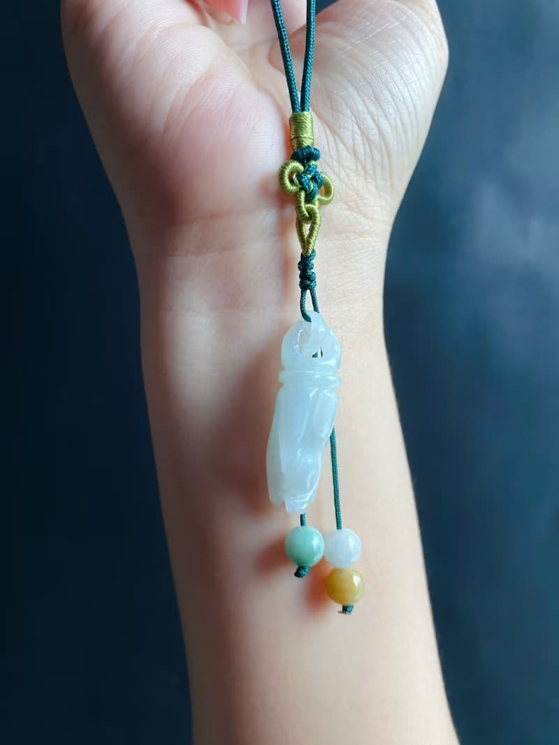 祈願 天然緬甸玉翡翠 手工雕刻 佛手 保平安 禮物 手機掛 長輩禮