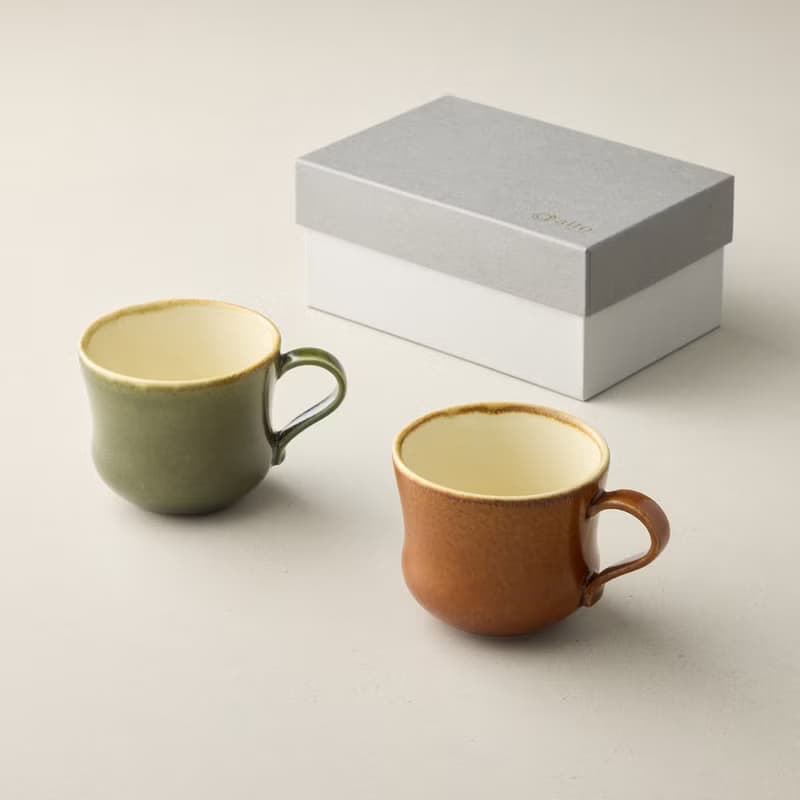 日本美濃燒 - 和式復古對杯禮盒組(2件式) - 320 ml