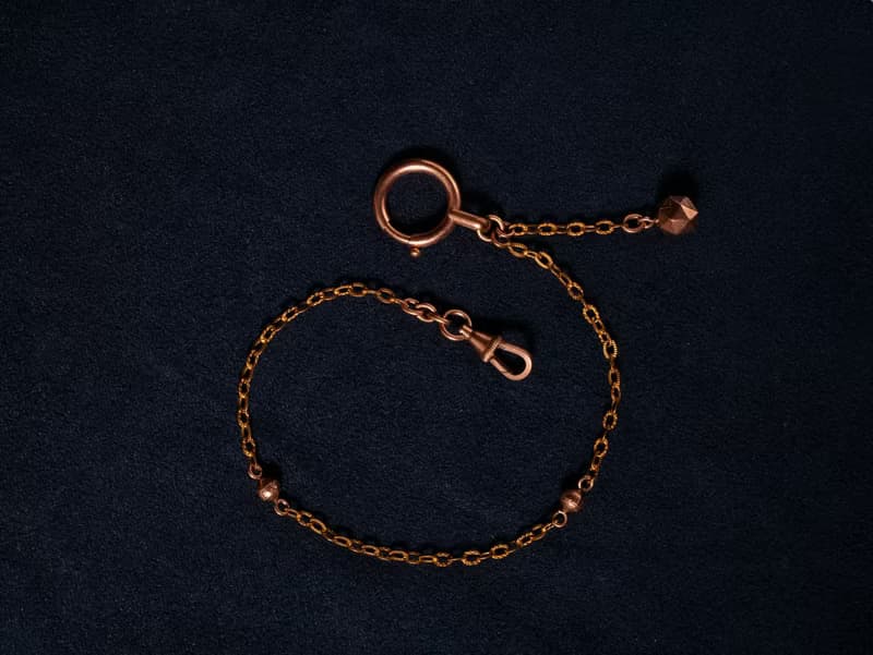 1890s 法國 雕花鍊金球包金懷錶鍊 (可做手鍊使用)