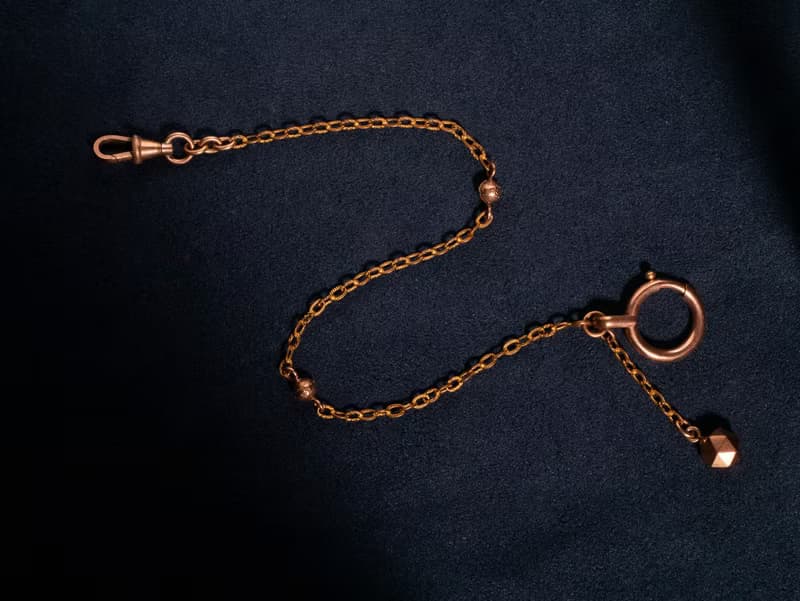 1890s 法國 雕花鍊金球包金懷錶鍊 (可做手鍊使用)