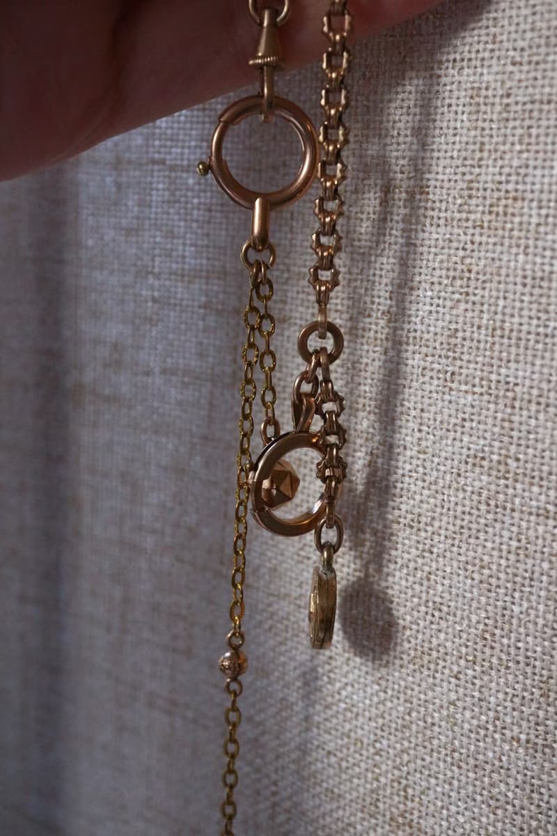 1890s 法國 雕花鍊金球包金懷錶鍊 (可做手鍊使用)