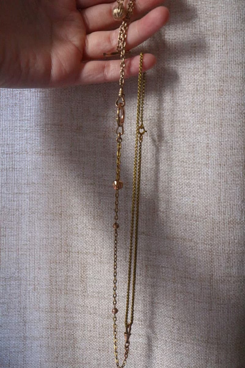 1890s 法國 雕花鍊金球包金懷錶鍊 (可做手鍊使用)