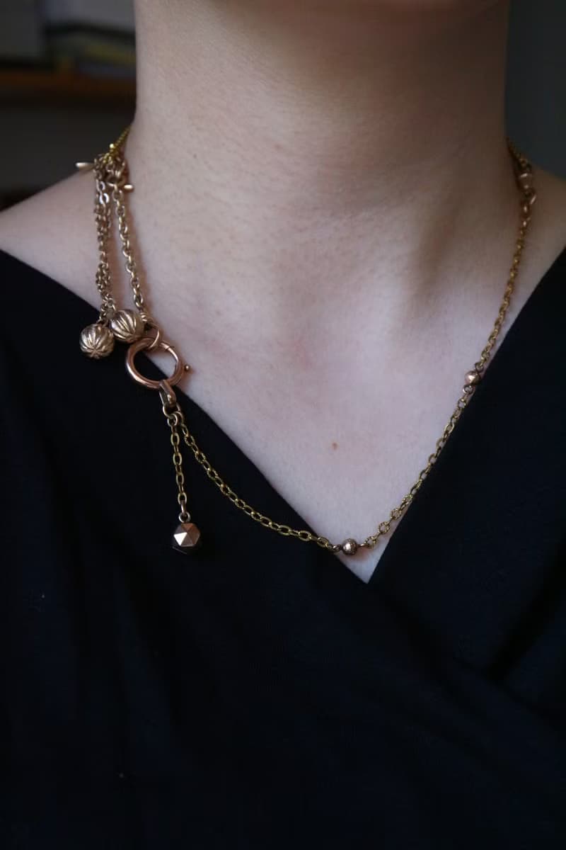 1890s 法國 雕花鍊金球包金懷錶鍊 (可做手鍊使用)