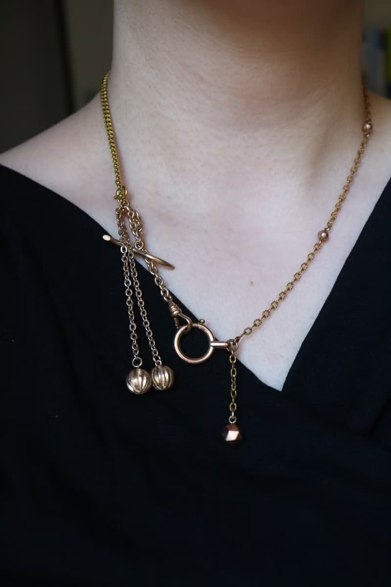 1890s 法國 雕花鍊金球包金懷錶鍊 (可做手鍊使用)