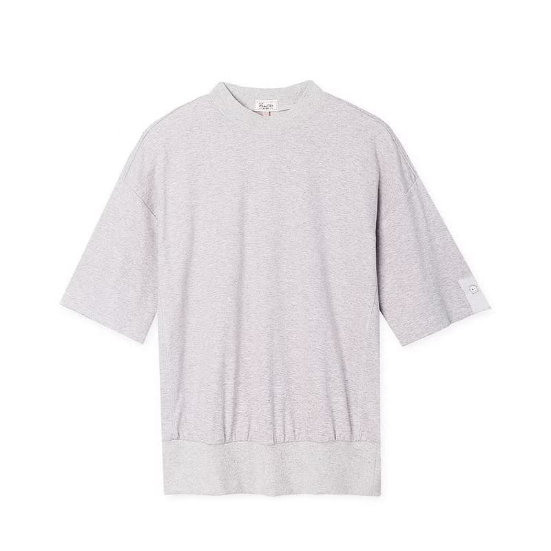 UMORFIL膠原蛋白素面五分袖男居家服-淺灰/父親節