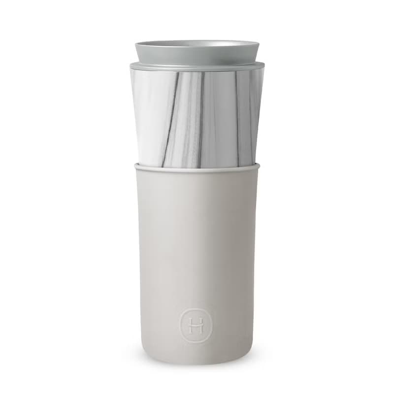 【質感時尚】美國HYDY兩用隨行保溫杯 | 大理石-雲灰 450ml