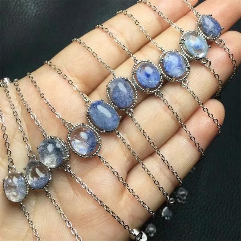 Dumortierite Quartz Bracelet, Unique Dumortierite Gemstone Bracelet,