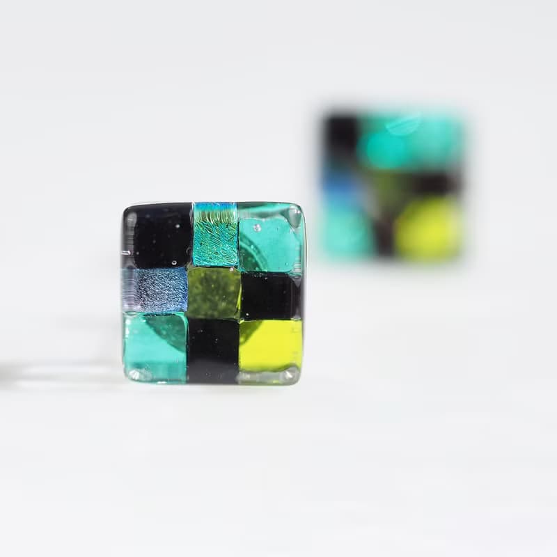 和風ガラス(はいから【大】【翠】)チタンピアス/イヤリング【金具選べます】【受注制作】