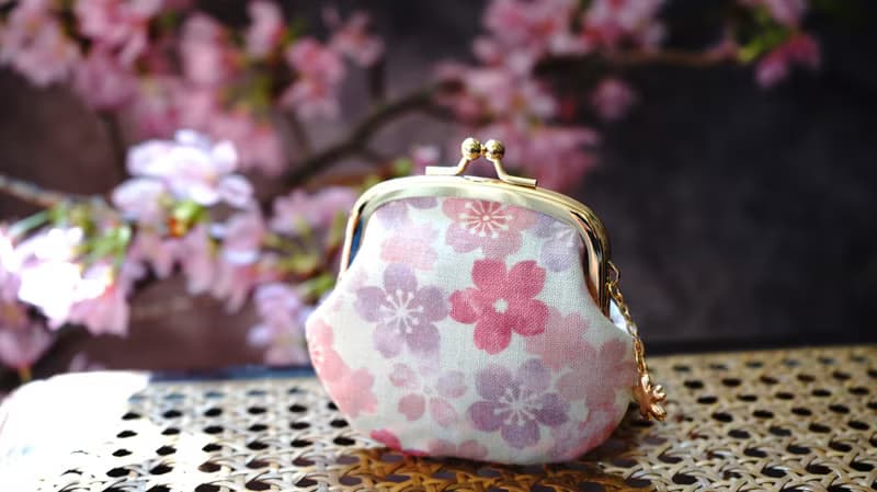 京都奈櫻花贊小口金包(附櫻花吊飾)