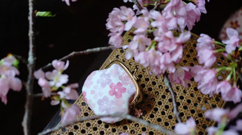 京都奈櫻花贊小口金包(附櫻花吊飾)
