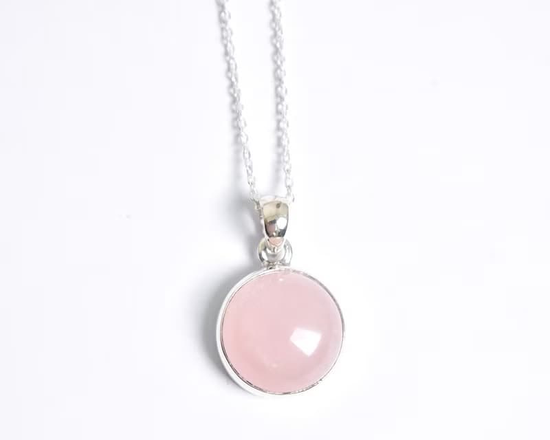 Rose Quartz Silver Necklace (Silver 925)