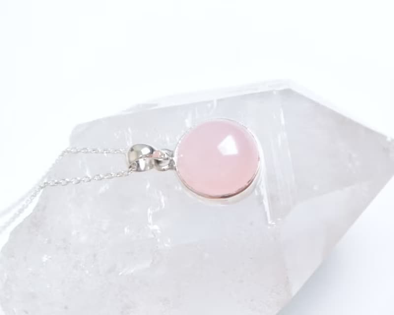 Rose Quartz Silver Necklace (Silver 925)