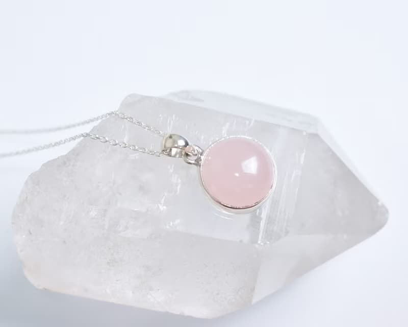 Rose Quartz Silver Necklace (Silver 925)