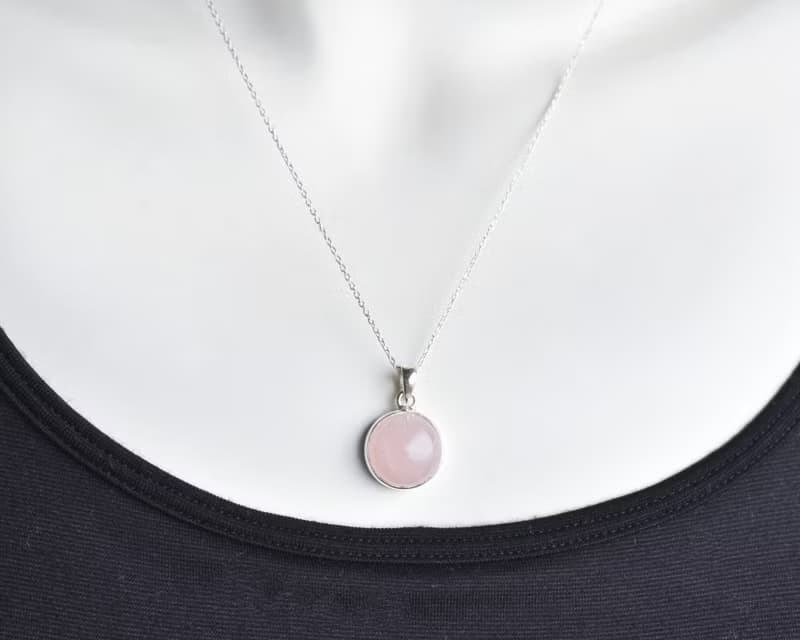 Rose Quartz Silver Necklace (Silver 925)