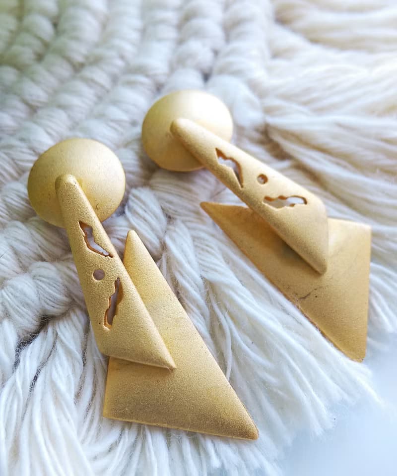 Vintage Jewelry 西洋古董飾品 Duri 啞光 幾何藝術 針式耳環