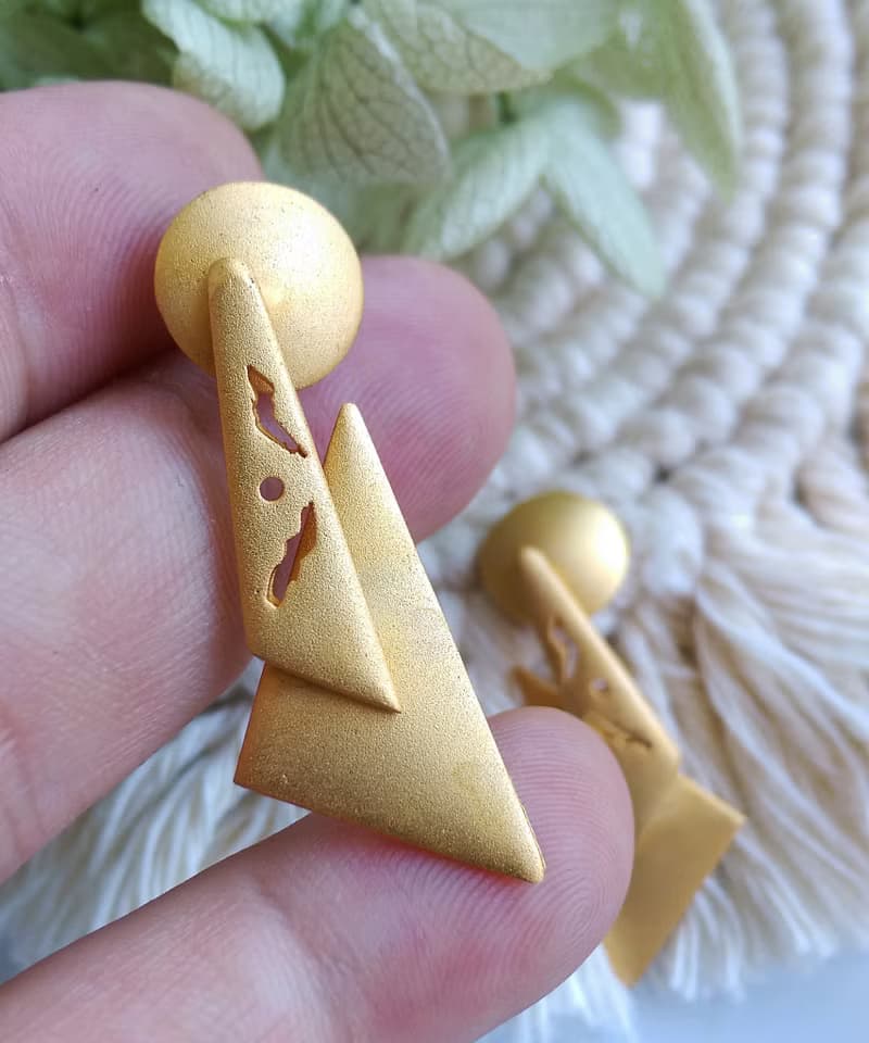 Vintage Jewelry 西洋古董飾品 Duri 啞光 幾何藝術 針式耳環