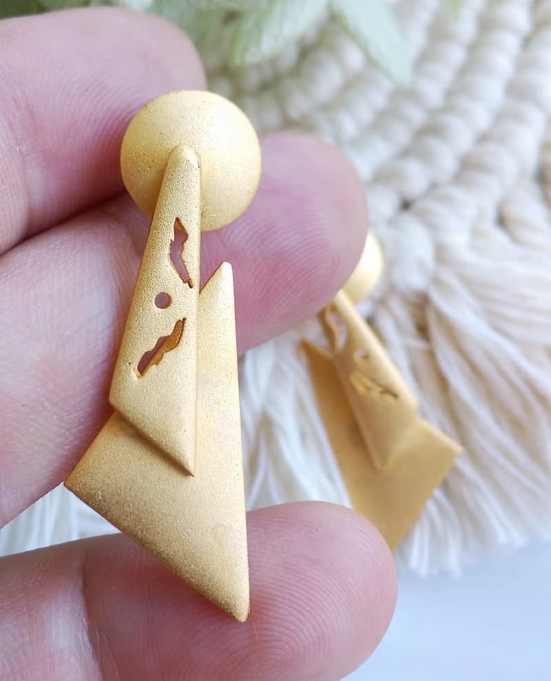 Vintage Jewelry 西洋古董飾品 Duri 啞光 幾何藝術 針式耳環