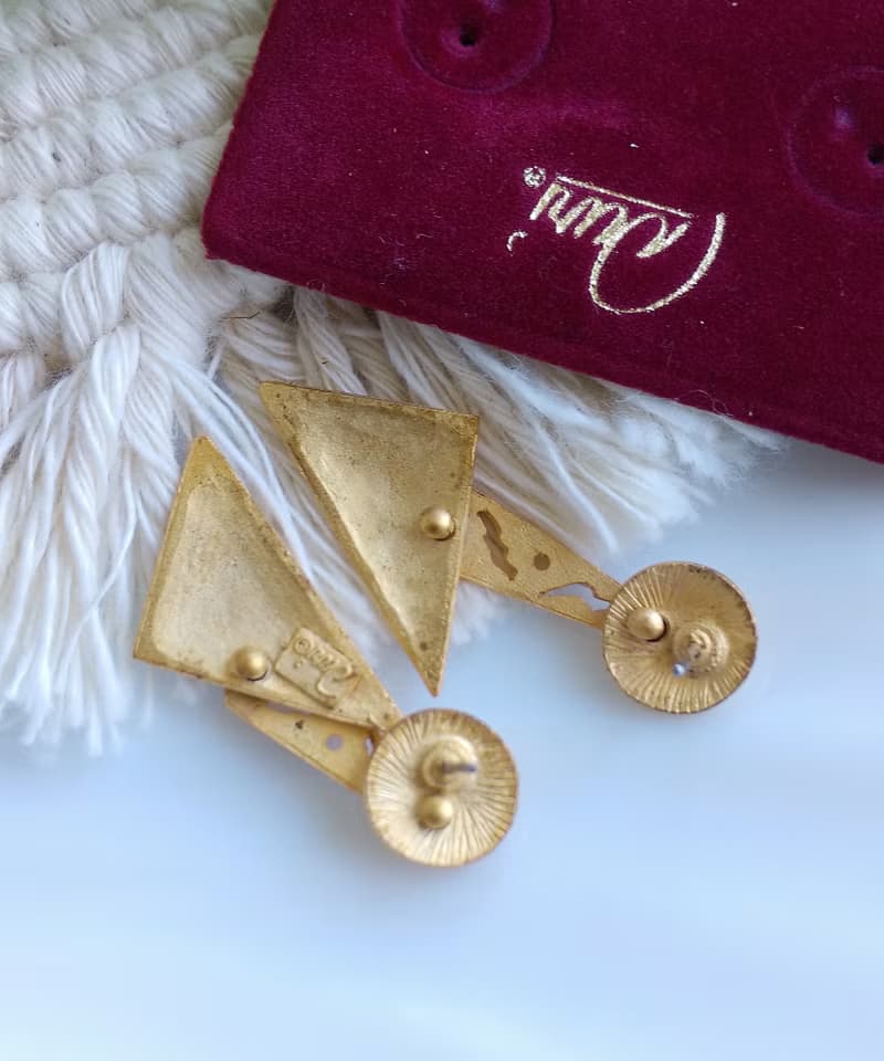 Vintage Jewelry 西洋古董飾品 Duri 啞光 幾何藝術 針式耳環