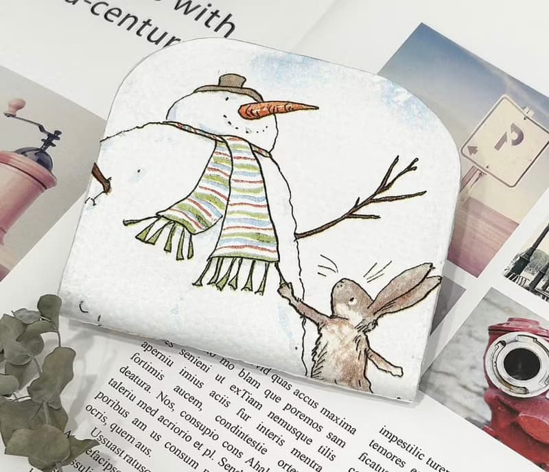 真皮【對摺錢包】雪人 短夾 錢包 零錢包 皮包 輕薄 情人節禮物