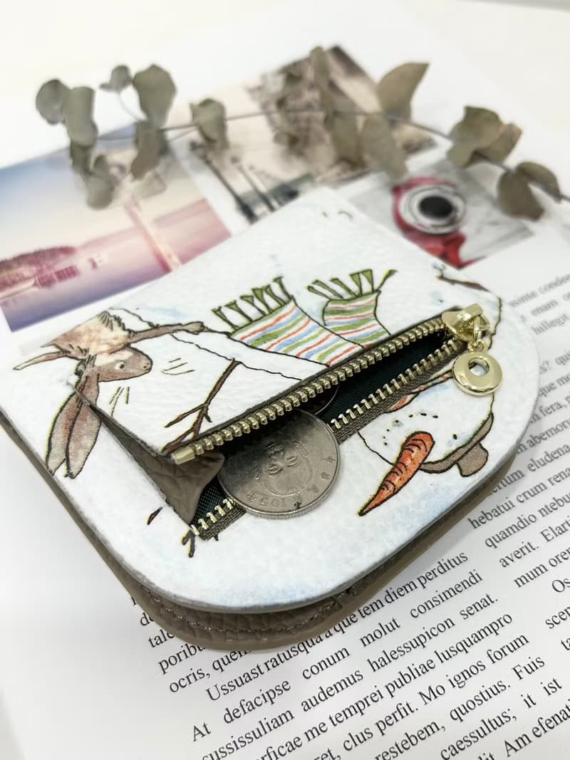 真皮【對摺錢包】雪人 短夾 錢包 零錢包 皮包 輕薄 情人節禮物