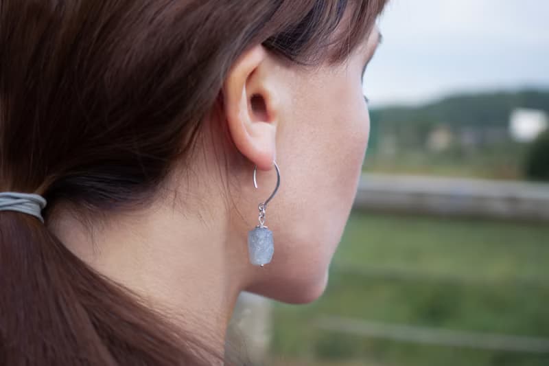 Rough Labradorite Earrings, 925 Silver, Aquarius crystal, Virgo Birthstone gift