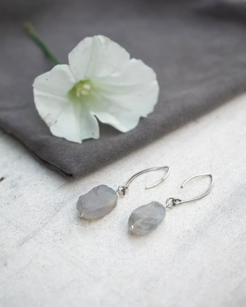 Rough Labradorite Earrings, 925 Silver, Aquarius crystal, Virgo Birthstone gift