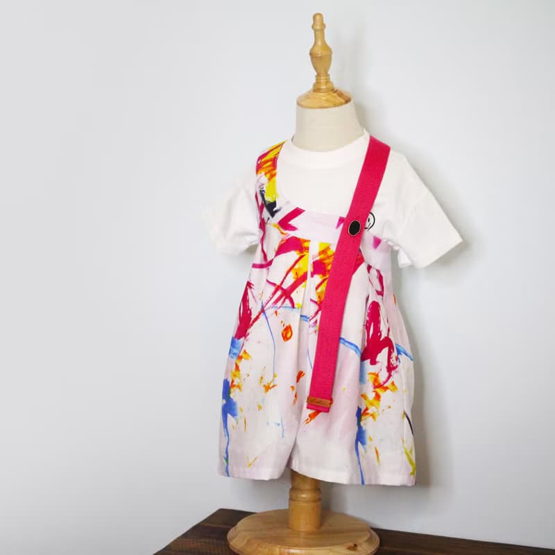 織女吊帶寬褲-噴墨noodles兒童訂製服飾 LeShine【手作童裝系列】