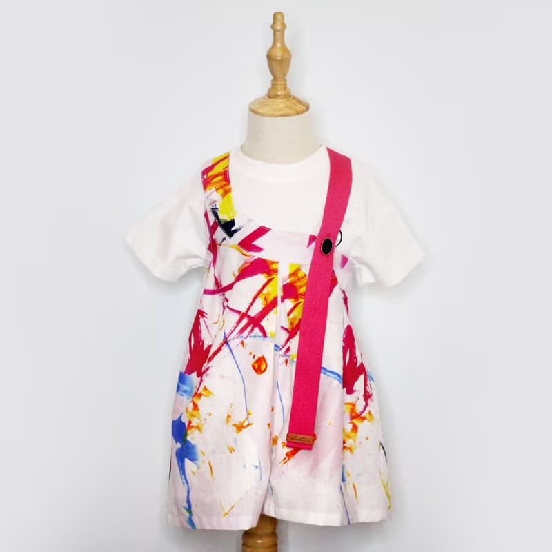 織女吊帶寬褲-噴墨noodles兒童訂製服飾 LeShine【手作童裝系列】