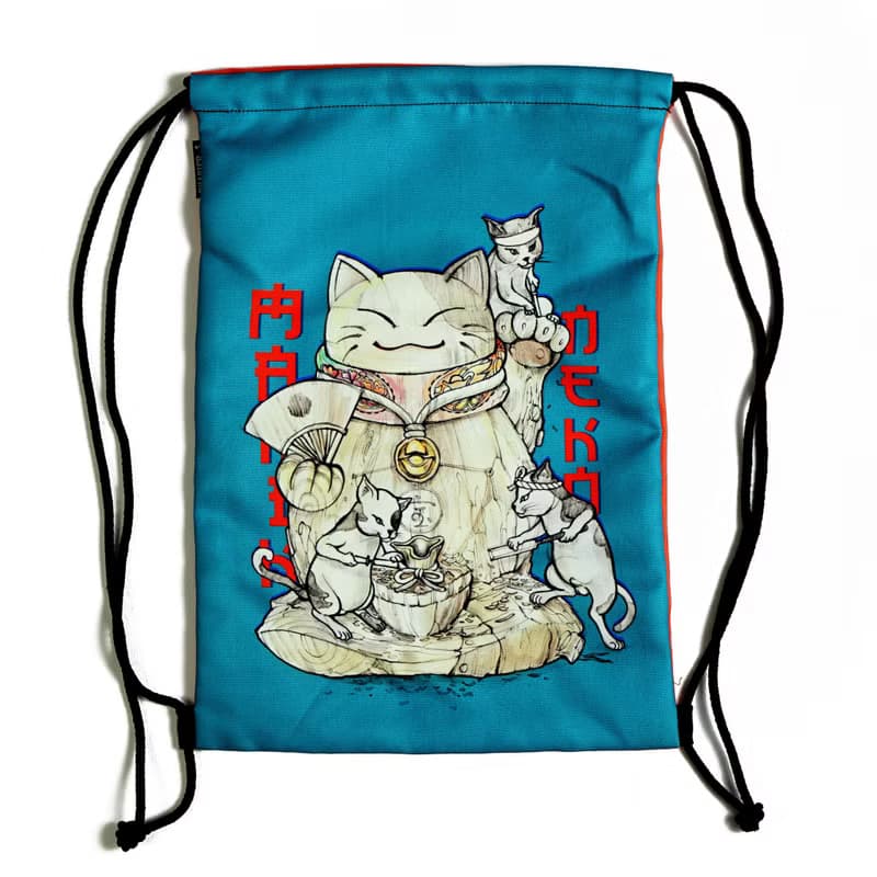 Hachi-ko / Maineiki Neko/ Back-Front drawstring bag Canvas Reduce global warming