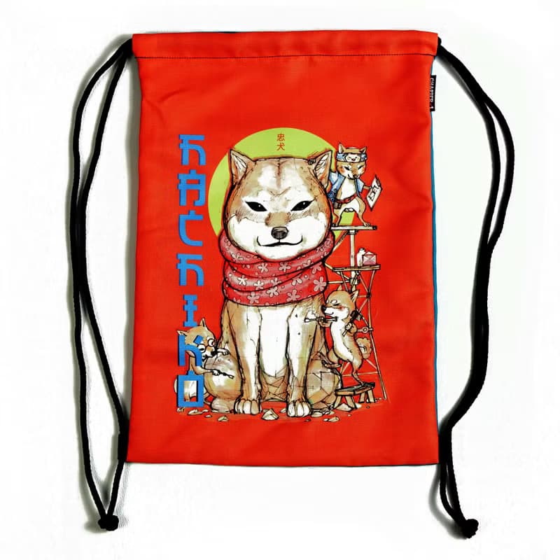 Hachi-ko / Maineiki Neko/ Back-Front drawstring bag Canvas Reduce global warming