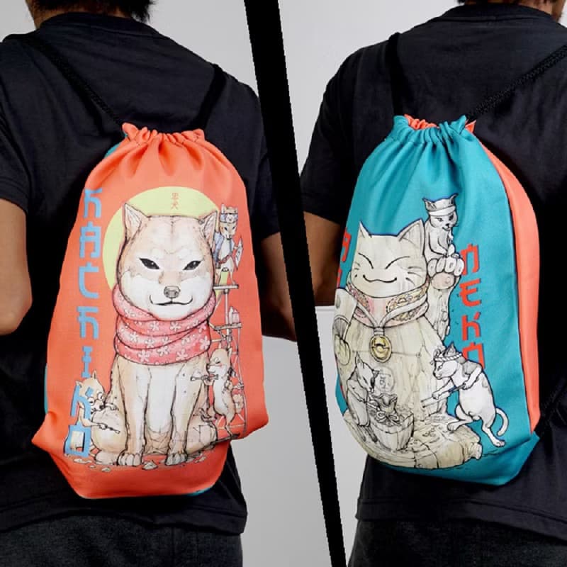 Hachi-ko / Maineiki Neko/ Back-Front drawstring bag Canvas Reduce global warming