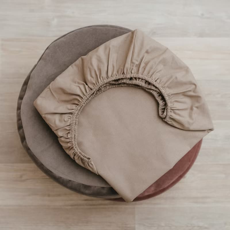 2psc Beige and Brown fitted cot sheets for baby crib