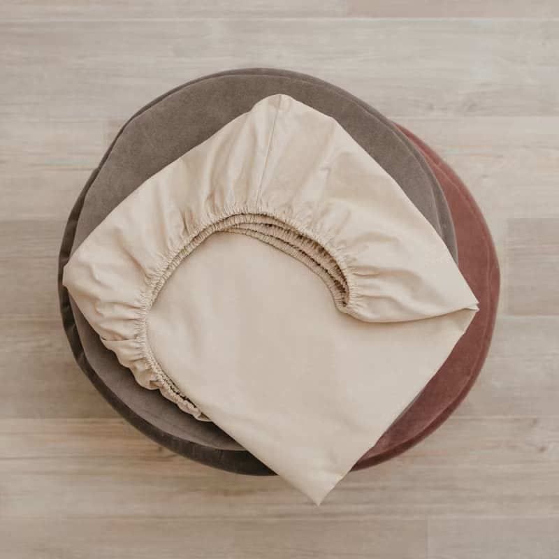 2psc Beige and Brown fitted cot sheets for baby crib