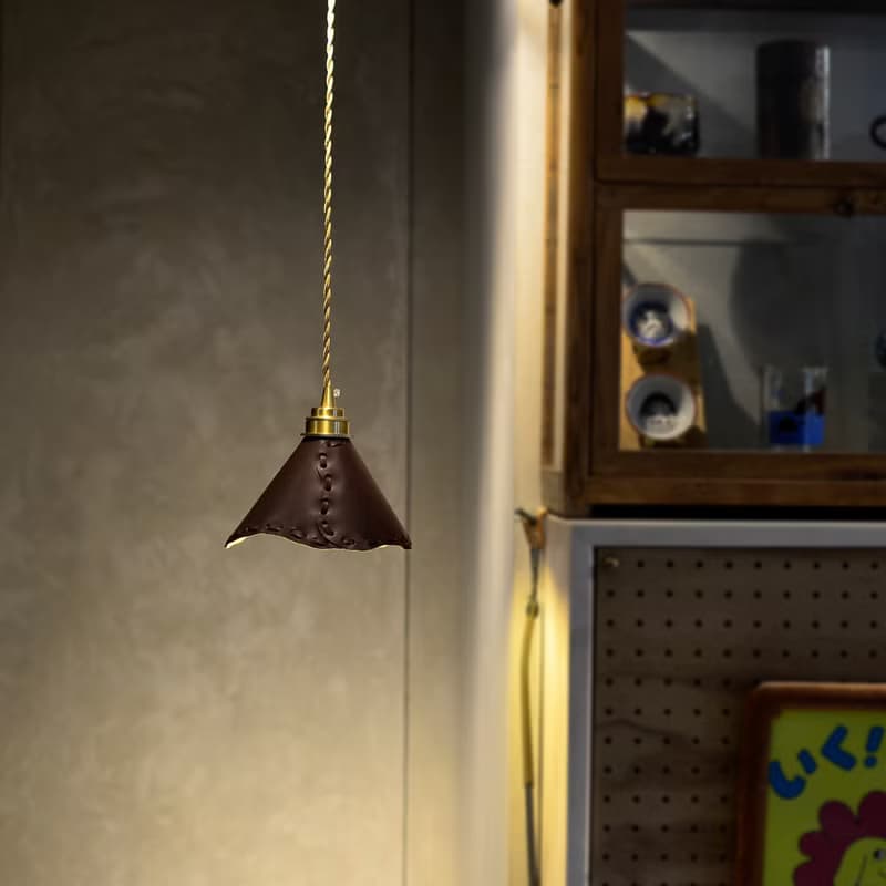 【編織的美好未來】皮革吊燈 牛皮燈罩 編織工藝 DECO