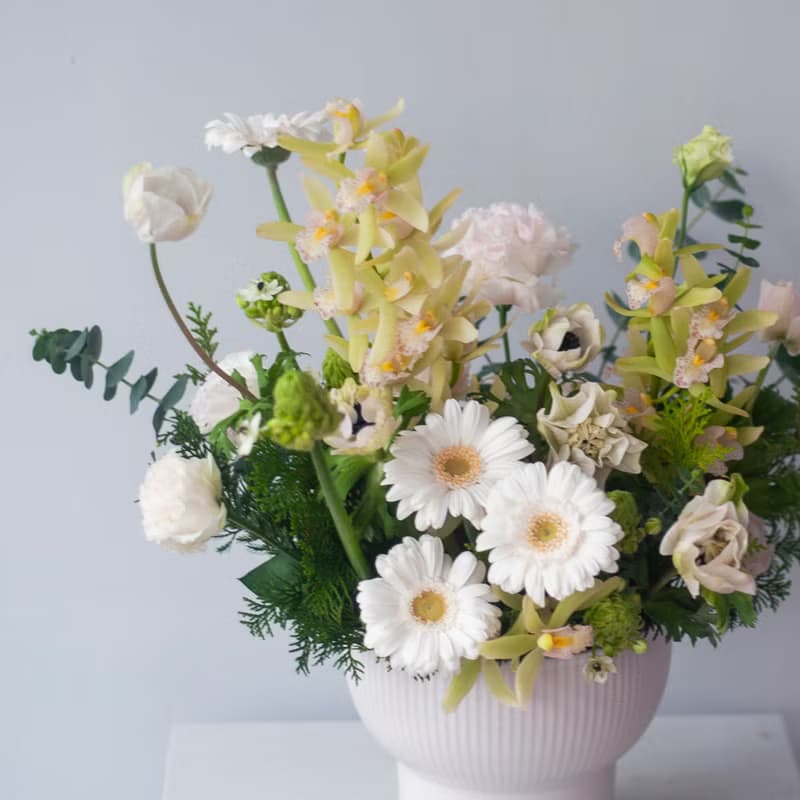 【鮮花花禮】白綠花園桌花 | 開幕送禮 | 居家佈置