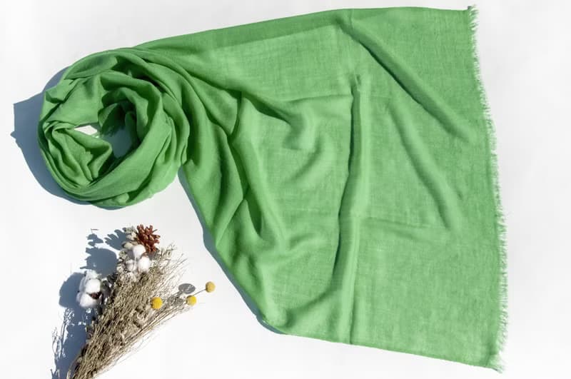 喀什米爾Cashmere/羊絨圍巾/純羊毛圍巾披巾/戒指絨披肩-綠色草原