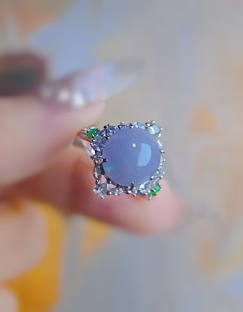 貴人•桃花•招財|細糯冰濃紫|緬甸A貨翡翠紫翡純銀豪鑲戒指
