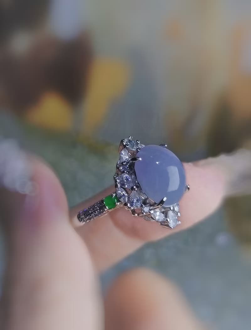 貴人•桃花•招財|細糯冰濃紫|緬甸A貨翡翠紫翡純銀豪鑲戒指