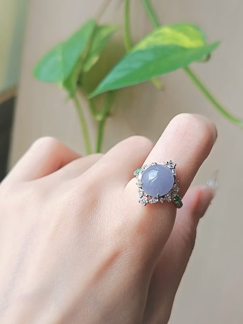 貴人•桃花•招財|細糯冰濃紫|緬甸A貨翡翠紫翡純銀豪鑲戒指