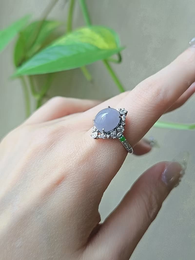 貴人•桃花•招財|細糯冰濃紫|緬甸A貨翡翠紫翡純銀豪鑲戒指